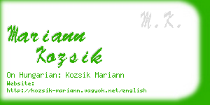 mariann kozsik business card